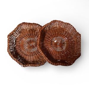 Vintage Brown Wicker Baskets - Set of 2